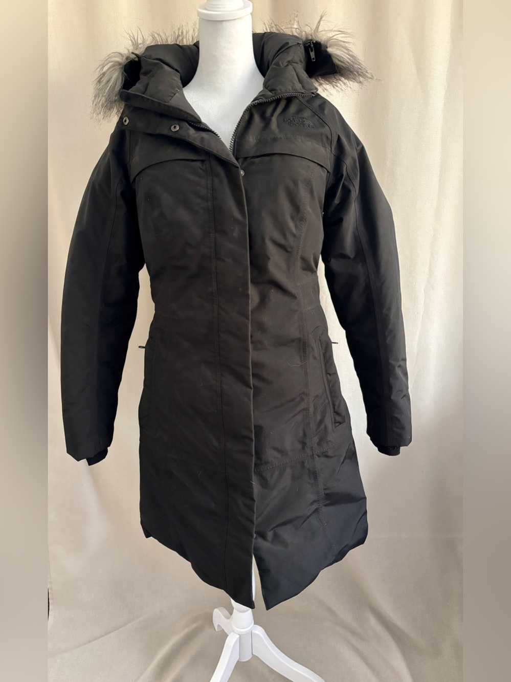 The North Face Women’s Black Longline Hooded Parka with Faux Fur Trim